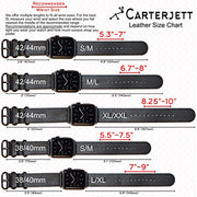 Carterjett Compatible with Apple Watch Band Leather 42mm 44mm 38mm 40mm iWatch Band Replacement Series 5 Series 4 3 2 1 Brown Black Strap Steel Buckle S M L XL XXL